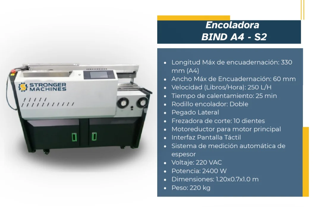 Encoladora BIND A4-S2 — Encoladora de papel para encuadernación profesional. Kethal Business, Lima, Perú